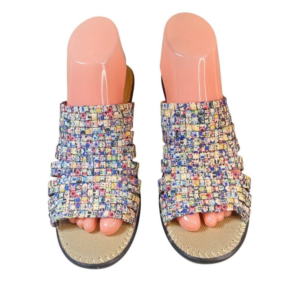 Bernie Mev Multi-Color Woven Elastic Wedge Sandal Shoes Women's EU 39 W's 8 - Picture 3 of 15